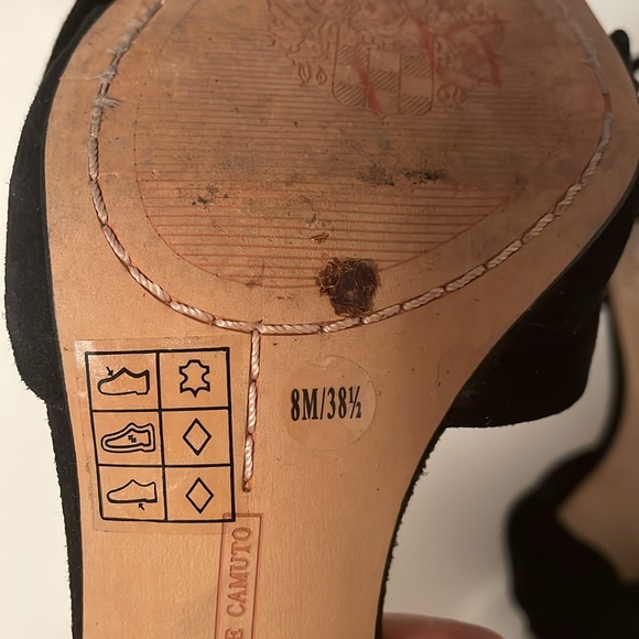 Vince Camuto black suede ankle strap peep toe heel size 8 - Picture 4 of 4